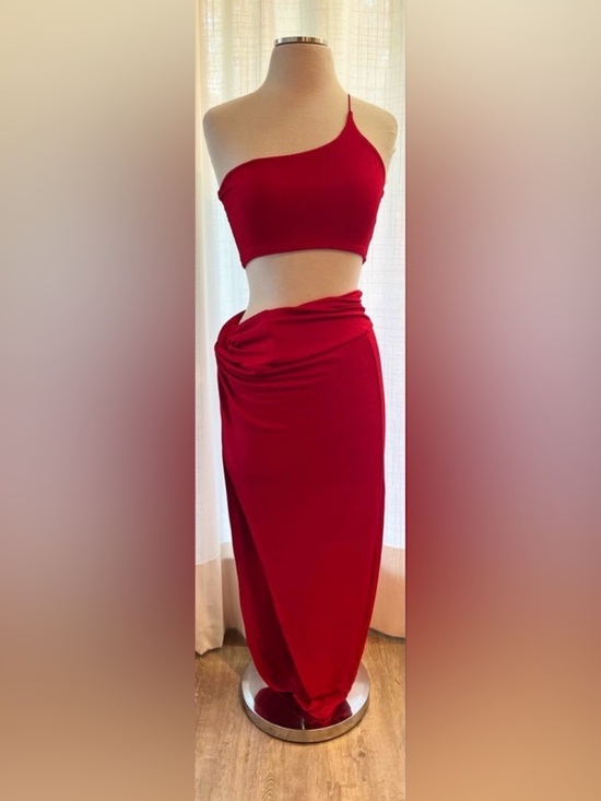 JLUXLABEL Tops - Women’s Red Midi Tank Top and Skirt Set Large